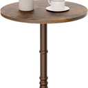 Homleke 16" Round Side Tables, Solid Wood Pillar with Wood Top & Base, Small Drink Accent Table for Living Room, Bedroom, Sofa & Office, Easy Assembly, Rustic Brown