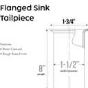 Highcraft Flanged Sink Tailpiece 1-1/2" x 6" Brass 22-Gauge Extension Tube Direct Connection for Bathroom Sink Tubular Drain Application Flanged Tailpiece for Under Sink Installation