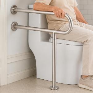 Stainless Steel Toilet Grab Bar for Elderly with Stand 23.6 Inch, Silver