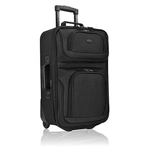 U.S. Traveler Rio Lightweight Softside Rolling Carry-on Suitcase, 2-Wheel Single, Black