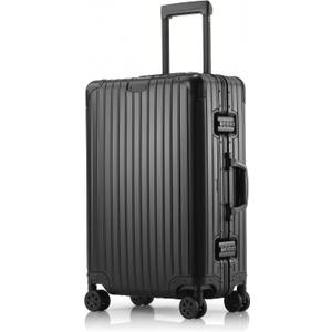 20" Full Aluminum Carry On Luggage, Hardshell Suitcase, Black, 21.26“ x 14.57” x 9.25"
