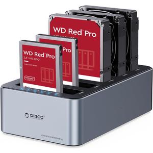 ORICO USB C 5 Bay Hard Drive Cloner/Duplicate Hard Drive Docking Station Aluminum USB 3.2 Gen 1 for 2.5''/3.5'' SSD HDD Up to 20TB-6656C3