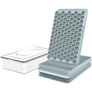 WIBIMEN Mini Ice Cube Trays, 0.55 Tiny Pebble Ice for Iced Coffee & Cocktails, Fast Chill, Easy Twist Release, Stackable with Lid & Storage Bin (2 Pack, Blue)
