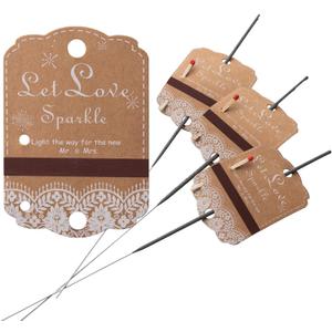 100pcs Rustic White Lace Wedding Sparkler Tags with Match Holder and Striker Send Off Exit Tags for Wedding, Kraft Paper