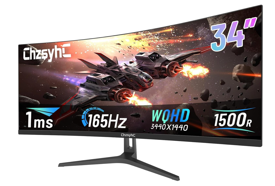 34 Inch Ultrawide Curved Gaming Monitor - WQHD 3440x1440p, 165Hz, 120% sRGB, FreeSync, VESA Mountable (DP&HDMI Cable Incl.) - Immersive PC Monitor for Gamers & Professionals, Black
