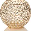 VINCIGANT Gold Crystal Bowl Candle Holders Centerpieces for Dining Room Table/Decoration Candelabra/Gift Boxed/8 Inches Diameter (20CM)
