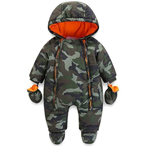 JiAmy Baby Hooded Romper Snowsuit with Gloves Booties Winter Outfits 9-12 Months