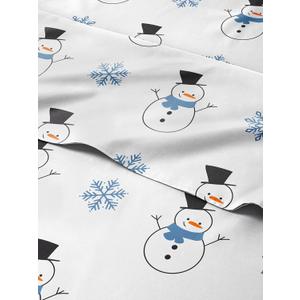 Queen Christmas Snowman Sheet Set - Holiday Xmas Pattern Bedding Set - Deep Pockets - Snug Fit - 4 Piece - Wrinkle Free - Comfy & Cooling Festive Winter - Holiday Sheets for Women, Men, Kids & Teens