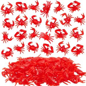 Lewtemi 48 Pcs Mini Red Crab/Crawfish Toy Soft TPR Rubber Fake Crab Models Lifelike Crawfish Decorations for Early Education Teaching Aids, Food Models, Pendants, Party Shooting Props