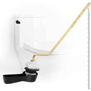 iFealClear Brass Toilet Tank Flush Lever Replacement, Universal Side/Angle Mount Toilet Handle, Stainless Steel Flapper Chain, Matte Black
