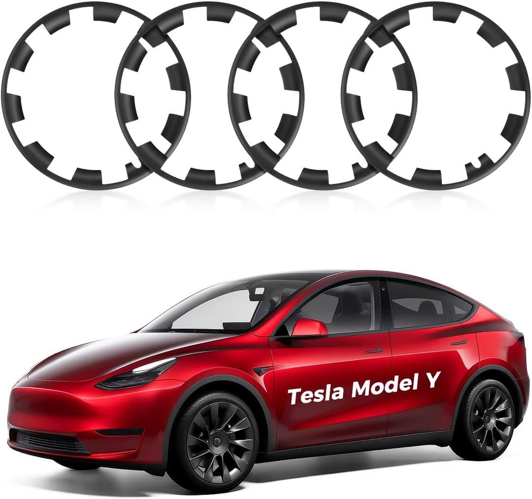 Model Y All-in-one Wheel Rim Protector for Tesla Model Y 20'' Uberturbine Wheel - Strips for Curb Rash Prevention - Set of 4 Rim Protector Easy to Install(Matte Black,20'')
