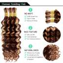 14 Inch Highlight Human Braiding Hair for Boho Braids, P4/27/30 Ombre Brown Blonde Deep Wave Curly Boho Braids Hair Extensions 100g for Braiding Knotless 3 Bundles/Pack
