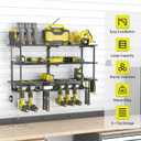 Large Power Tool Organizer Wall Mount, 4 Layer Heavy Duty Metal Storage Rack, Garage Storage Cordless Tool Organizer with Screwdriver Holder, Holds 8 Drills, 300 lbs Capacity for Garage Workshop