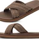 COFACE Womens Orthopedic Sandals Comfortable Orthotic Soft Cushion Recovery Plantar Fasciitis Walking Slip On Ladies Cloud Cross Slides for Woman Size 5-11 (9, Brown)