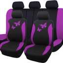 Flying Banner Butterfly car seat Covers ful Set Fashion Universal Lady Woman Female Rear Bench Split Colorized (Full Set, Purple)