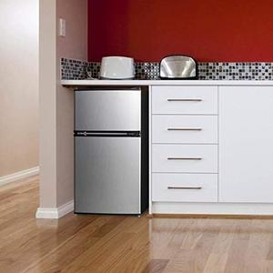Arctic King - 3.2 Cu Ft Two Door Mini Fridge with Freezer, Stainless Steel
