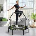 ONETWOFIT Foldable Rebounder Trampoline for Adults, 40/42/45 Mini Fitness Trampoline W/Adjustable Foam Handle Bungees, Quiet Exercise Trampoline for Personal Indoor Workout