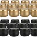 8oz Candle Tins 24 Pieces,Candle Jars Candle Containers with Lids, 8 oz, for Candles Making, Arts & Crafts, Storage, and Gifts (BLACK 12PCS+GOLD 12PCS)