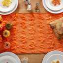 Fall Table Runner Decorations Cute 3D Faux Soft Fur Fall Table Runner for Thanksgiving Decor Autumn Harvest Party Kitchen Dining Seasonal Indoor Outdoor, 13x72 Inch(Orange,Maple Leaves)