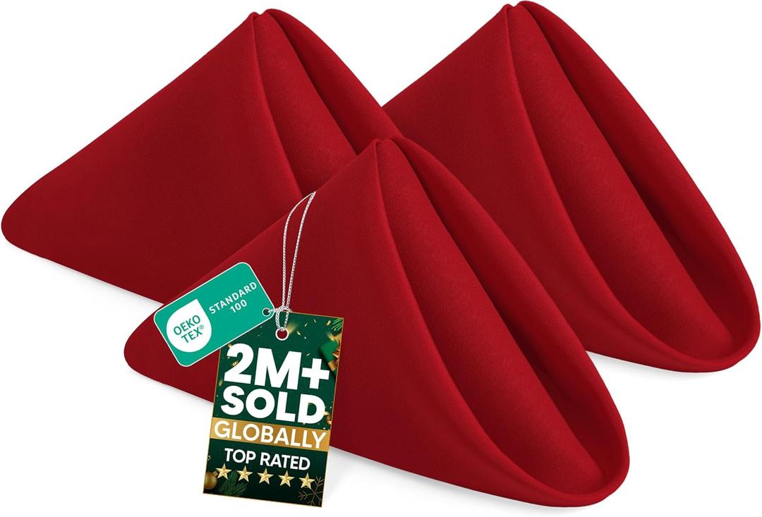 Utopia Home Red Cloth Napkins (12 Pack, 20x20 Inches), Ideal Dinner Napkins for Party, Wedding and Lunch/Dinner