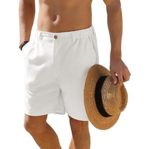 JEMLDL Men's Linen Shorts Casual Button Elastic Waist Summer Beach Vacation Shorts with Multi-Pocket, S