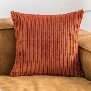 UGS UGASA Fall Pillow Covers Super Soft Striped Corduroy Large Throw Pillow Sham Cushion Cover Living Room, 1 Pc, 26" x 26" (Pack of 1) (66cm), Burnt Brick