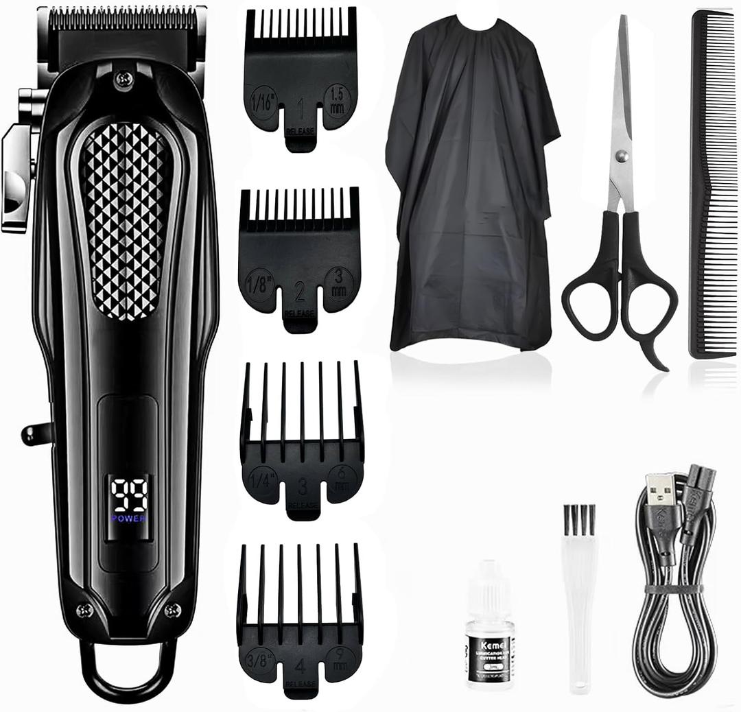 Hair Clippers for Men Professional,Cordless Clipper for Hair Cutting,Rechargeable Corded Barber Hair Trimmer&Beard Trimmer,Haircut Grooming Kit for Men/Women/Kids (Black)