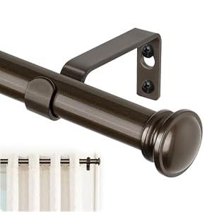 TONIAL Curtain Rods 32 to 58 Inch(2.6-4.8ft), Telescoping Splicing 3/4 Drapery Rods for Windows 20 to 53 Inch(1.7-4.4ft)32 to 58 Inch Decorative Single Rod with Small Cap Finial, Bronze
