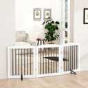 PUPETPO Freestanding Wooden Pet Gate for House, Foldable Indoor Dog Gate for Doorways, Stairs - 24" Height, 3 Panels, White