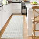 GlowSol Runner Rug 2x6 Hallway Bathroom Rugs Machine Washable Rugs Plaid Rug Low Pile Farmhouse Small Rug Non Slip Kitchen Mat Entryway Ruggable Rug for Living Room Bedroom Laundry 2'x6' Light Grey