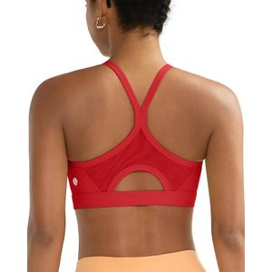 RUNNING GIRL Sports Bra for Women,Y Back Molded Cup Medium Impact Sports Bras with Sewn in Pads (Red, XXL)