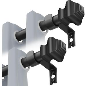 Curtain Rods for Windows 2 Pack 36-48 inch, 5/8 inch Matte Black Curtain Rod with Brackets Adjustable by Splicing for Bedroom Kitchen Study Living Room