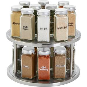 Juvale 2-Tier Lazy Susan Spice Rack Organizer for Cabinet - 10.5 in, Stainless Steel - Kitchen Countertop Organizer & Spice Carousel for Pantry Organization