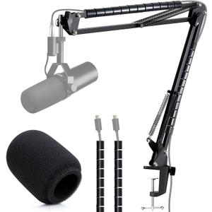 YOUSHARES Mic Arm Boom Arm - Microphone Arm for Shure SM7B SM7dB, Blue Yeti, HyperX QuadCast QuadCast S SoloCast, Fifine AM8, Rode, Razer, Gaming Mic and Most Microphones using 3/8" to 5/8" Adapter