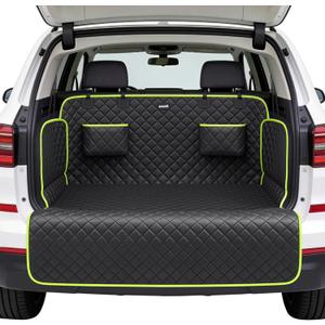 SUV Cargo Liner for Dogs, Upgraded Scratch-proof Leather 14.17" Heightened Side Flaps, 53.15" x40.55" Waterproof Non-Slip Trunk Liner with Bumper Flap, Universal Fit for SUVs Sedans Vans 3-Row SUV