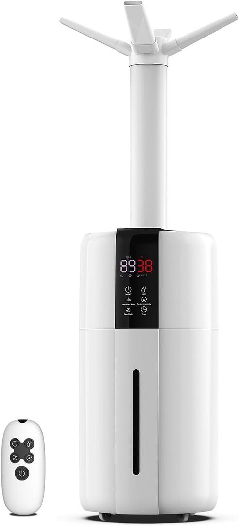 Humidifier for Bedroom Large Room Home, 18L/4.76 gal Top fill Ultrasonic Humidifier for Whole House and Plants, Coverage up to 2200ft, Built-in Humidity Sensor, Quiet, Wheels, Timer, White