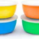 Elk and Friends Stainless Steel Bowls + Silicone Sleeve and Storage Lid | Baby, Toddler, Kids | Cereal & Snack Bowls | Storage Containers | Dishwasher Safe | 4 Pack