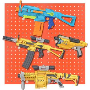 Peg Board For Nerf Guns, Peg Board For Hanging Nerf Guns, Toy Gun Storage, 4 Peg Board 13"x 13" For Nerf Guns, Toy Gun Storage Organizer Compatible with Blasters Nerf (Orange)