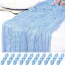 10 Pack Light Blue Cheesecloth Table Runner 17x108 Inch Semi Sheer Boho Rustic Gauze Cheese Cloth Table Runners for Wedding Party Birthday Baby Shower Home Décor