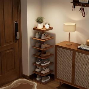 6-Tier Vertical Shoe Rack, Narrow Shoe Tower for Small Space, 11.4"D×10.8”W×43.3"H
