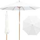 9FT/10FT Bamboo Patio Umbrella, Large Outdoor Umbrella with UPF 50+ Sun Protection, Rope Pulley Lift & Push-Button Tilt, 8-Rib Ventilated Canopy for Garden, Deck, Backyard & Outdoor Dining