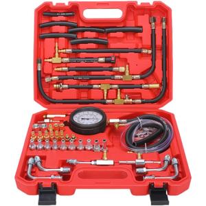 Fuel Injection Pressure Tester Kit 0-140 PSI Pro Auto Fuel Pressure Gauge for Fits Most Cars and Trucks