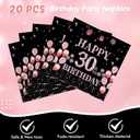2 x 62Pcs 30th Birthday Decorations for Girls Her, Rose Gold Birthday Party Supplies Include 20 7''Plates 20 9'' Plates 20 Napkins and 2 Tablecloth, Rose Gold Princess Party Tableware for 20 Guests