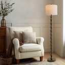 BOBOMOMO 62" Rustic Floor Lamp, Retro Farmhouse Standing Lamp with Rotary Switch, Resin Dark Brown Floor Lamp for Living Room, Bedroom, Corner, Nursery, Dining Room, House