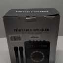 Karaoke Machine for Adults & Kids, Portable Karaoke Machine with 2 Wireless Microphones, Karaoke Speaker with LED Lights Supports USB/AUX in/TF Card for Home Party and Outdoor Event (Black)