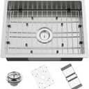 Stainless Steel Kitchen Sink, 23x18x5.5 Inch Low Height Design Single Bowl Undermount Kitchen Sink Come With Accessories Ensure Individuals With Limited Mobility Easily Accessing And Using, 23x18x6 inches