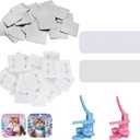 50sets Square Button Parts for Mecolour Square Button Maker Machine 2 * 2inch(50 * 50mm), Metal Button Parts, Includes Metal Cover, Button Back Cover, Clear Film&Blank Paper