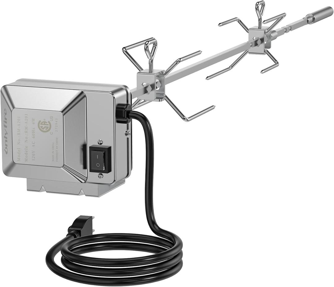 onlyfire Stainless Steel Grill Rotisserie Kit for Weber Genesis II and Genesis II LX 200 and 300 Series Gas Grills