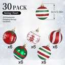 SHareconn 30ct 2.36 Inch Christmas Tree Colored Balls Ornaments, Shatterproof Plastic Decorative Xmas Baubles Decorations for Tree Holiday Decor(Red and Green White, 60mm)