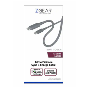 ZGEAR 6 FT Silicone Rubber Sync Charge Cable,Gray
